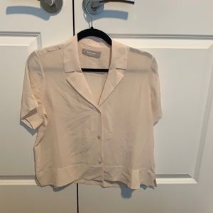 EUC EVERLANE silk short sleeve shirt - pink